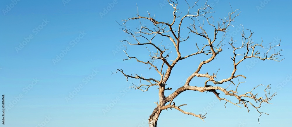 A dead tree with bare branches against a clear sky providing copy space image A dead tree with bare branches against a clear sky providing copy space image