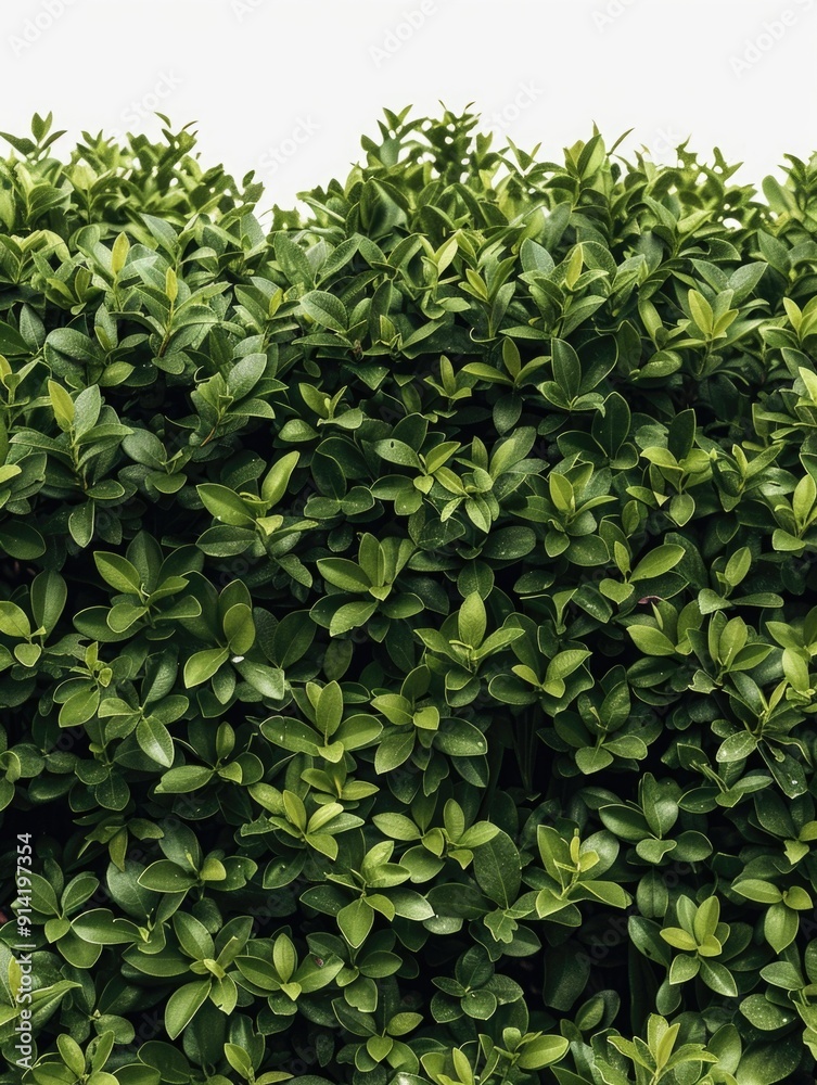 Fototapeta premium Hedges lining the property with green leaves.