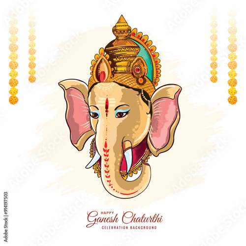 Beautiful happy ganesh chaturthi creative card design