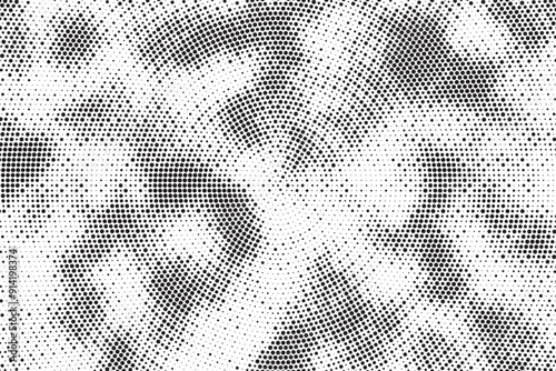 Radial halftone pattern texture. Vector black and white radial dot gradient background for retro, vintage wallpaper graphic effect. Monochrome pop art dot overlay for poster vector illustration.