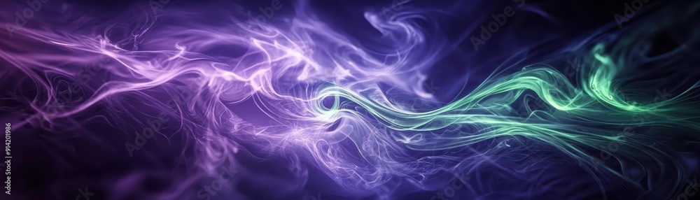 Abstract swirling purple and green smoke on a black background Abstract swirling purple and green smoke on a black background