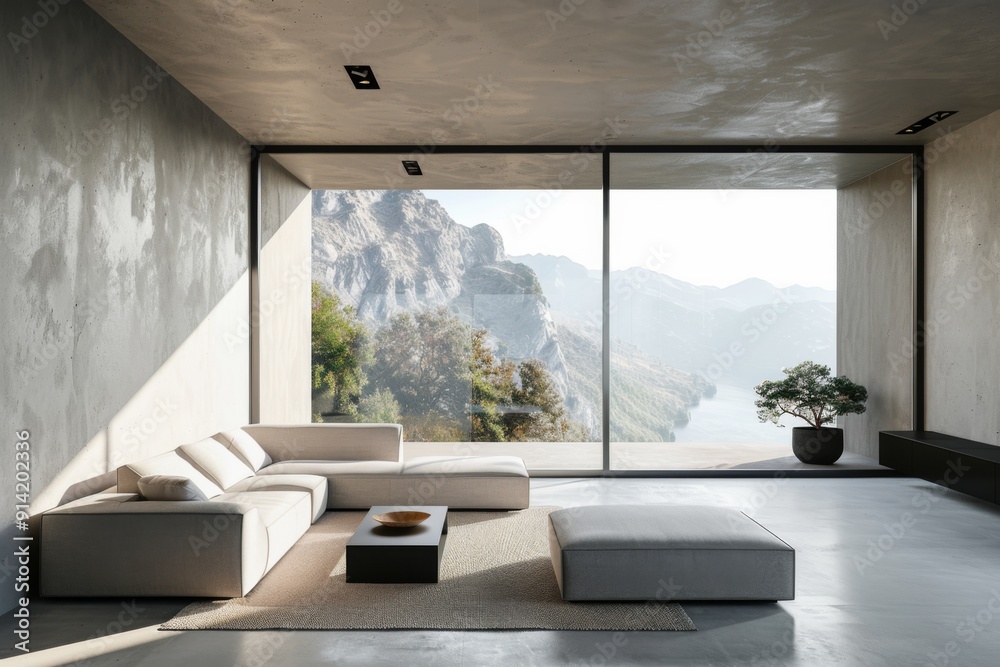 Fototapeta premium Modern creative minimal living room interior