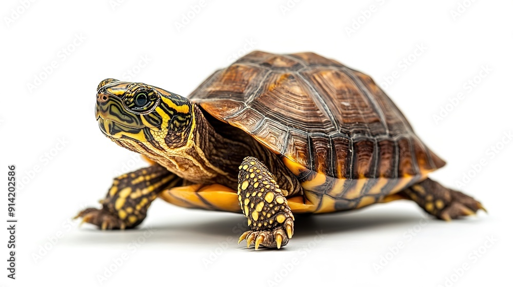 Obraz premium Cute Clean Eastern Box Turtle on a White Background