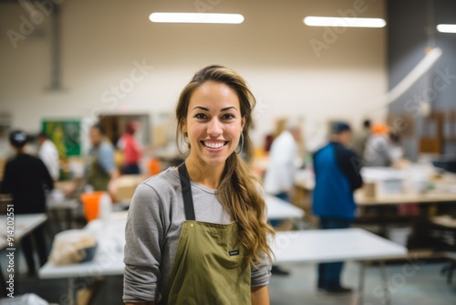 Portrait of a female volunteer working at community center