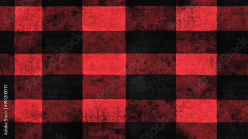 Red and Black Grunge Plaid Background.