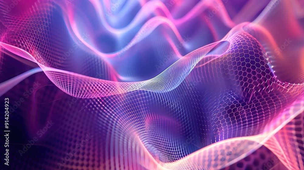 Fototapeta premium A vibrant abstract wave design featuring colorful gradients and intricate patterns, perfect for digital art and technology backgrounds.