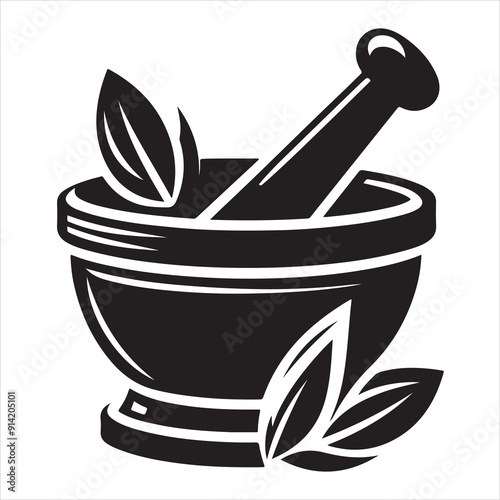 Minimal Mortar and pestle icon symbol flat illustration