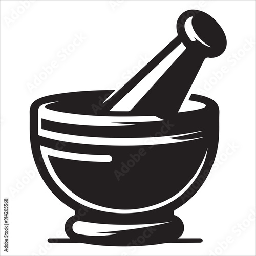 Minimal Mortar and pestle icon symbol flat illustration