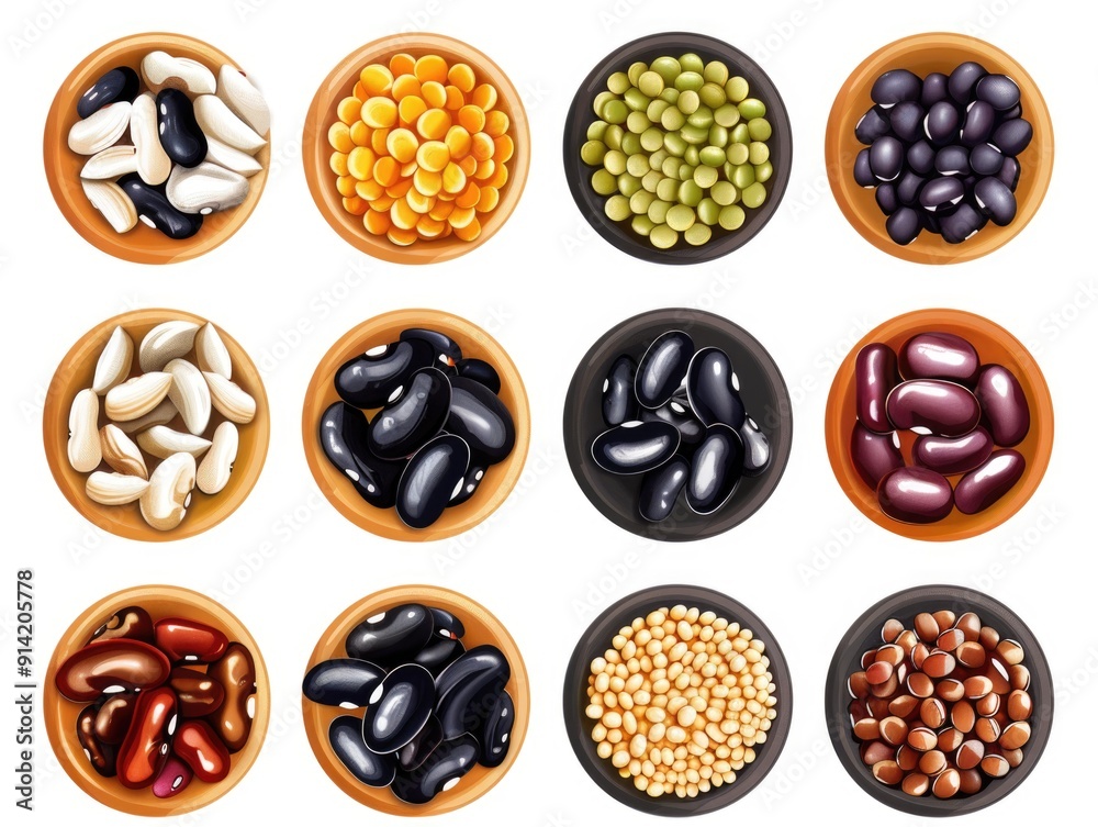 A collection of beans in vibrant colors and textures. A collection of beans in vibrant colors and textures.