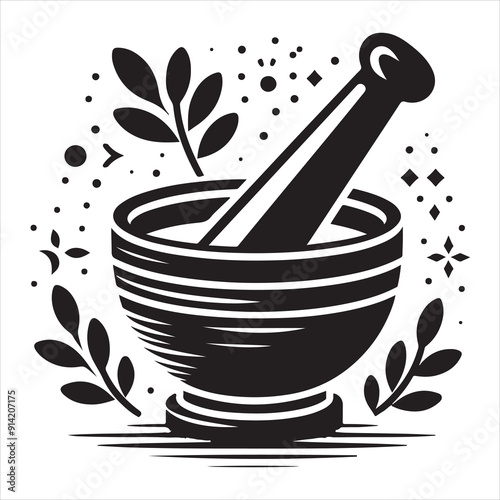 Minimal Mortar and pestle icon symbol flat illustration
