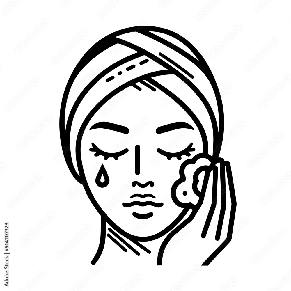 Beautiful girl take care of her facial washing icon Beautiful girl take care of her facial washing icon