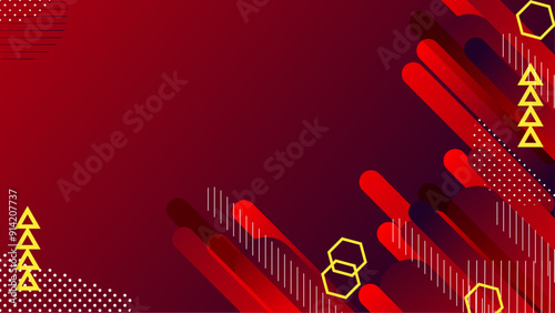 Red and yellow geometric shapes against a dark background, creating a modern visual impact.