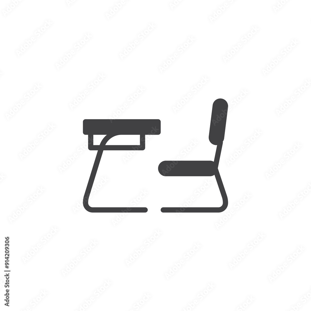 School desk with chair vector icon School desk with chair vector icon