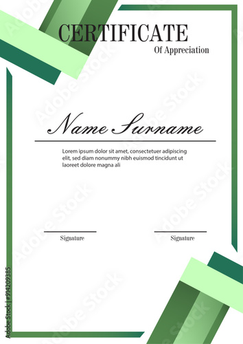 Certificate of Appreciation Template with Green Decorative Borders