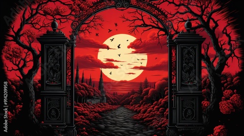 Red Sunset Through the Gate photo