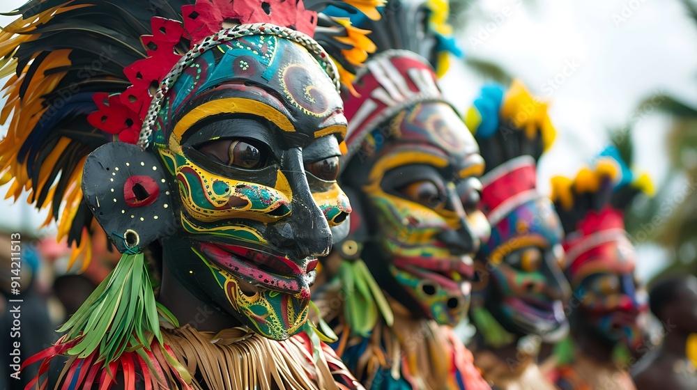 Fototapeta premium Colorful Masks in a Festive Parade