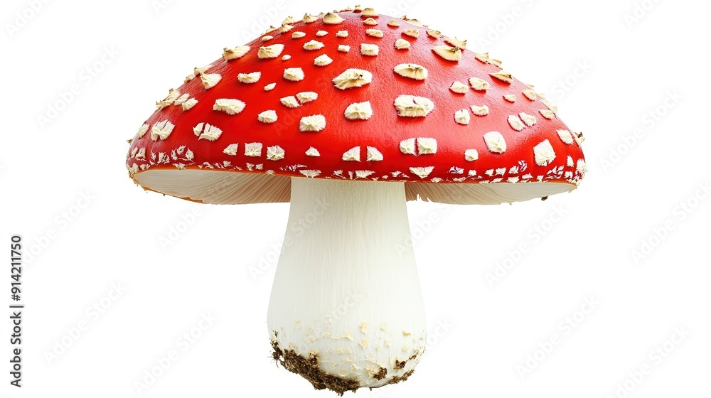 Poisonous Fly Agaric Mushroom with Greenish Shades on a White Background Poisonous Fly Agaric Mushroom with Greenish Shades on a White Background