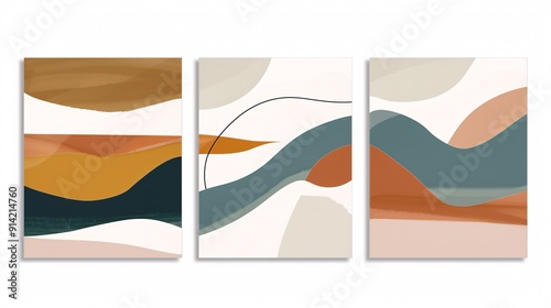 Three abstract art posters featuring a continuous minimalistic image, each piece aligned on a white background for a unified and stylish decor
