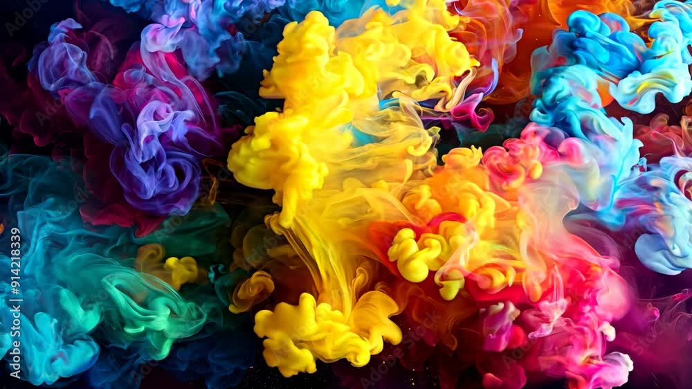 Colorful clouds of ink in water, abstract artistic background. Creative paint drop art concept