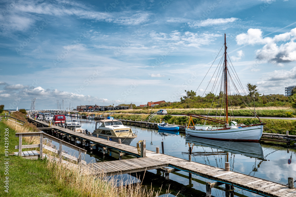 Fototapeta premium Logstor small city with canal and museum at the fjord, Denmark