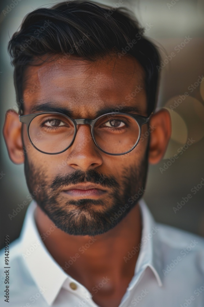 Man with beard wearing eyeglasses, dressed professionally. Man with beard wearing eyeglasses, dressed professionally.