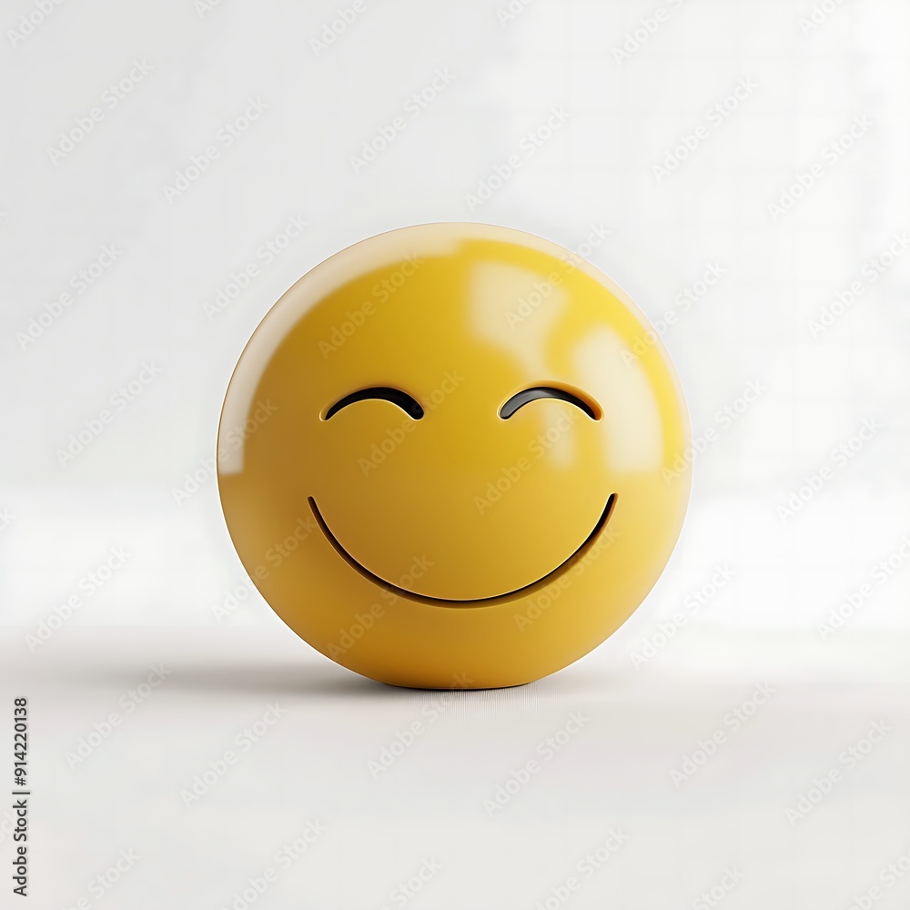 Fototapeta premium 3d happy face emoji expression on white