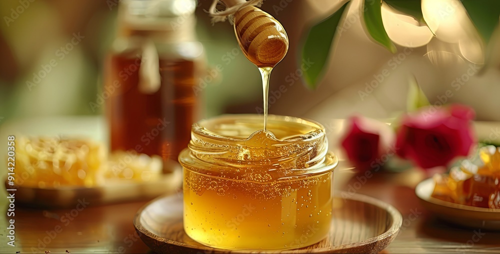 Dripping Honey Close Up. Dripping Honey Close Up.