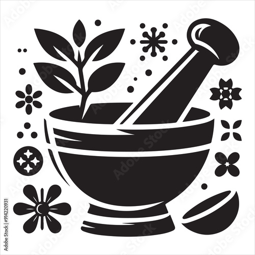 Minimal Mortar and pestle icon symbol flat illustration