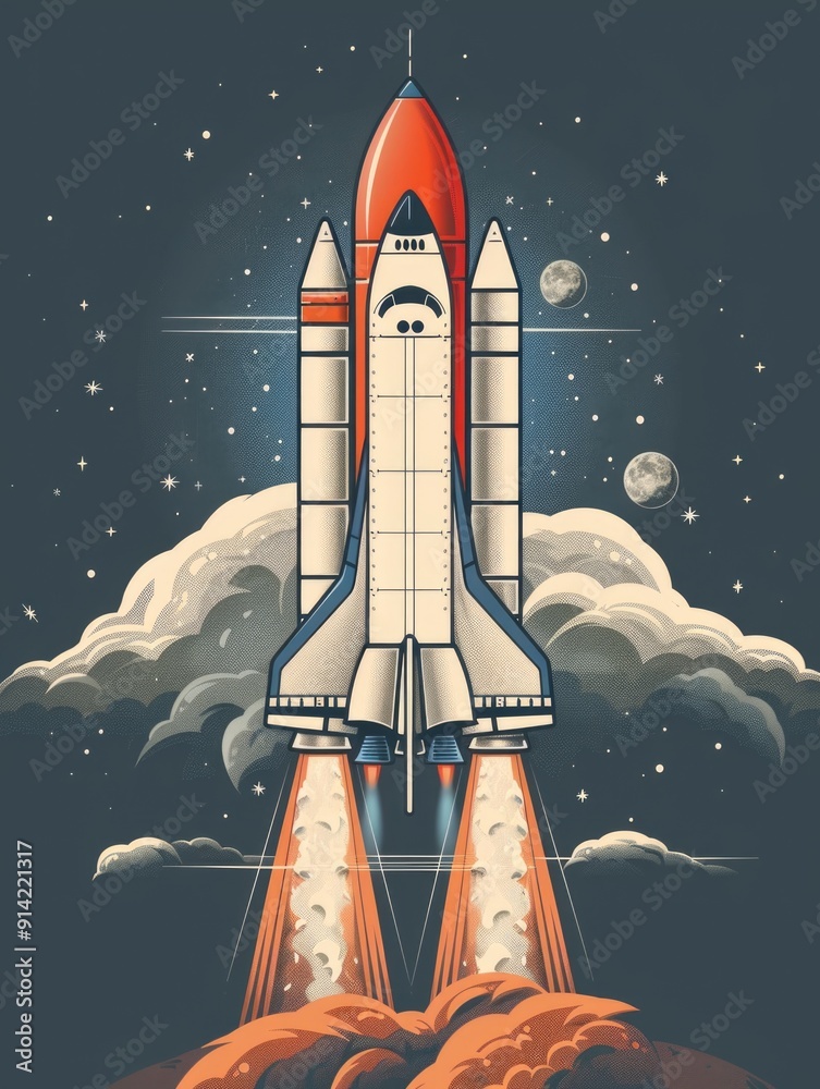 Obraz premium A spacecraft lifting off into the atmosphere