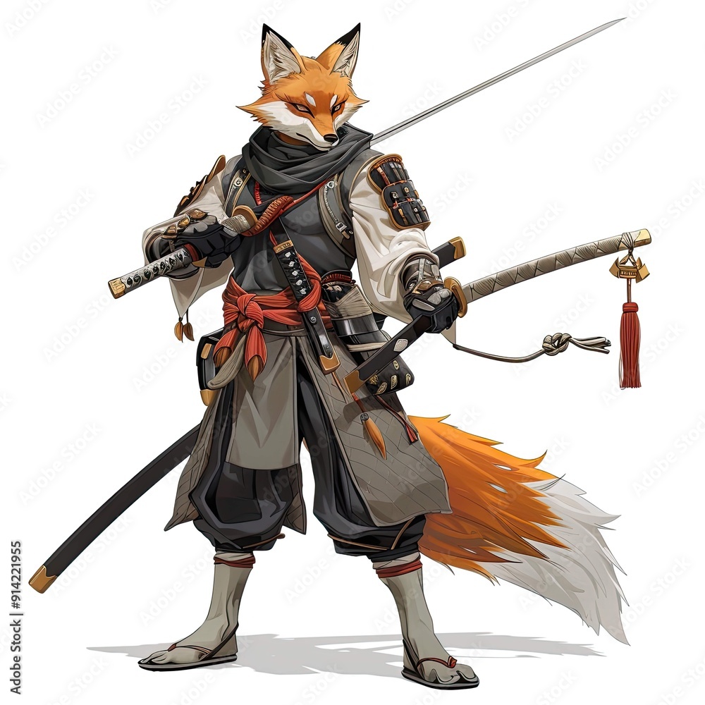 Anime Fox Warrior. AI generated art illustration. Anime Fox Warrior. AI generated art illustration.