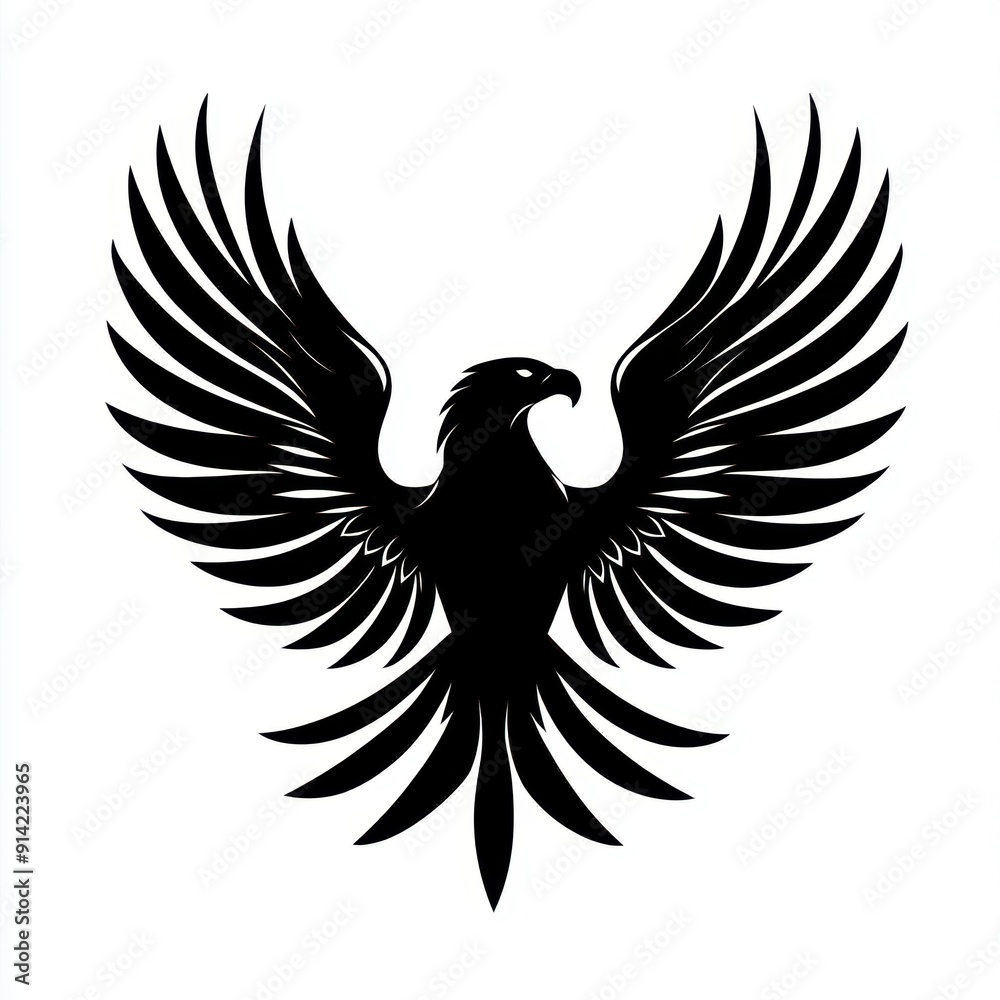 Fototapeta premium Majestic eagle silhouette in flight with spread wings