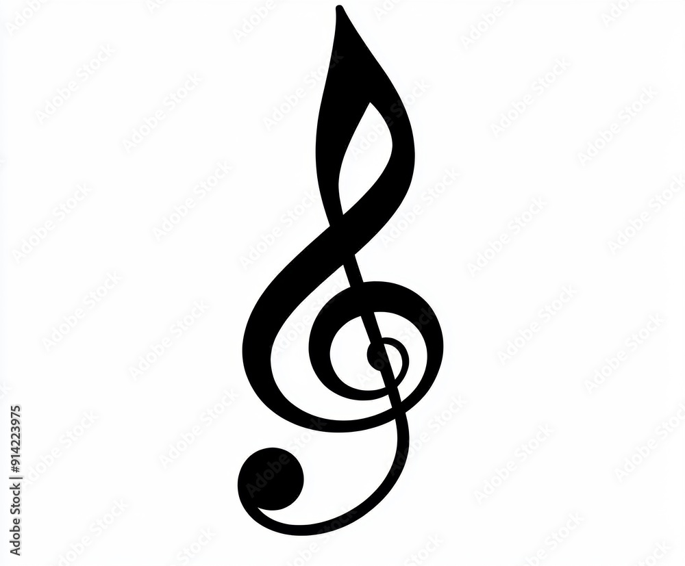 Elegant black treble clef on white background Elegant black treble clef on white background
