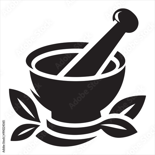 Minimal Mortar and pestle icon symbol flat illustration