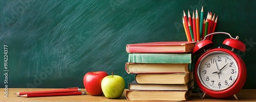 Back to School Supplies on a Desk. photo