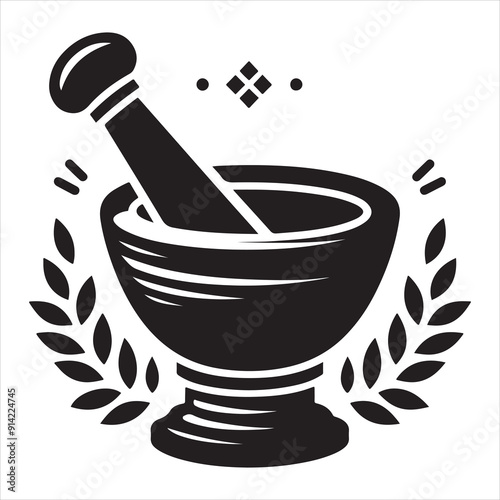 Minimal Mortar and pestle icon symbol flat illustration