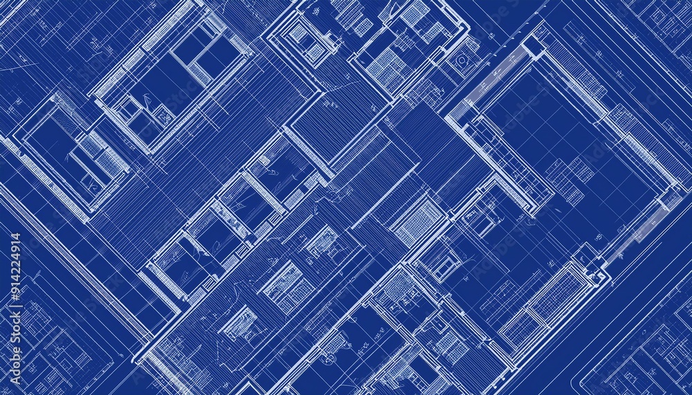 Obraz premium Blue print floor plan, architectural background