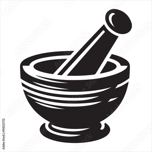 Minimal Mortar and pestle icon symbol flat illustration
