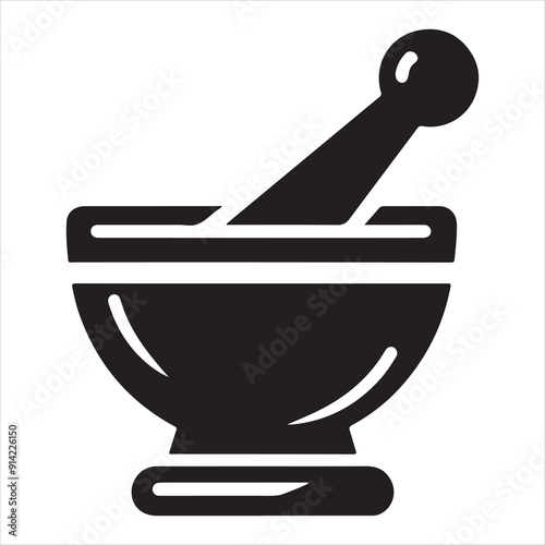 Minimal Mortar and pestle icon symbol flat illustration