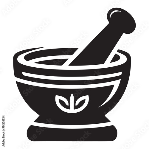 Minimal Mortar and pestle icon symbol flat illustration
