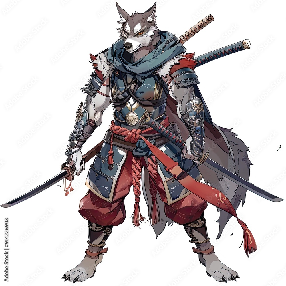 Fototapeta premium Anime Dog Warrior. AI generated art illustration.