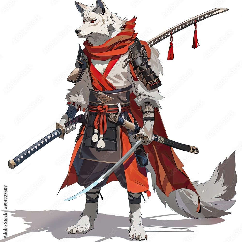 Obraz premium Anime Dog Warrior. AI generated art illustration.