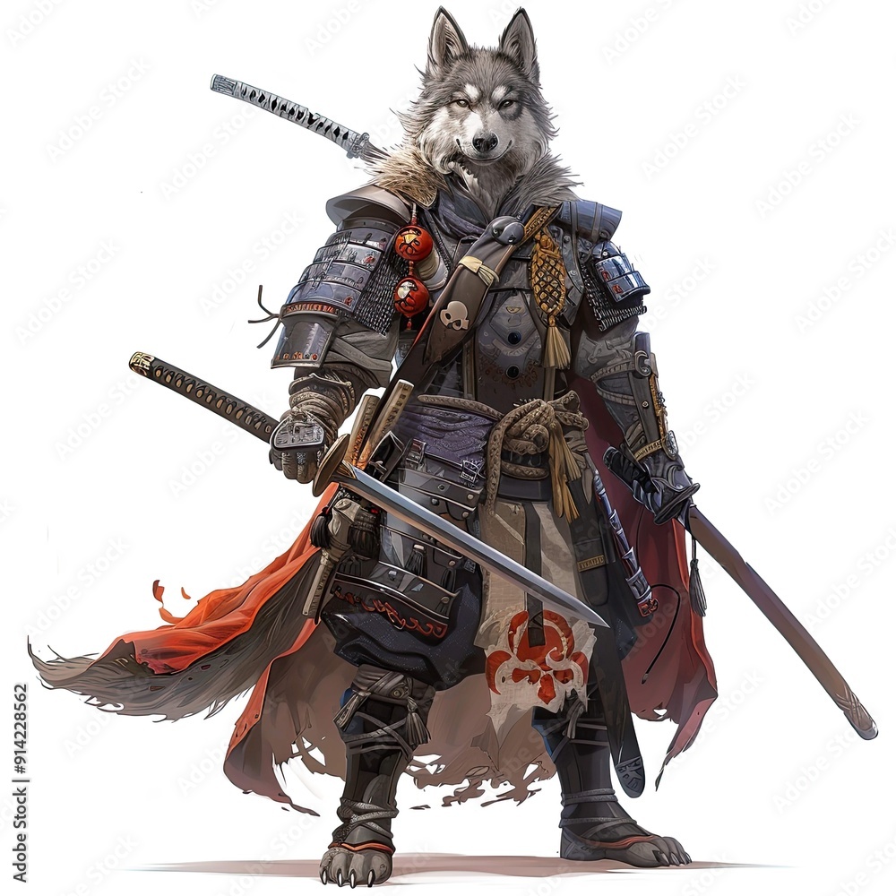 Fototapeta premium Anime Dog Warrior. AI generated art illustration.