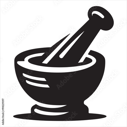 Minimal Mortar and pestle icon symbol flat illustration