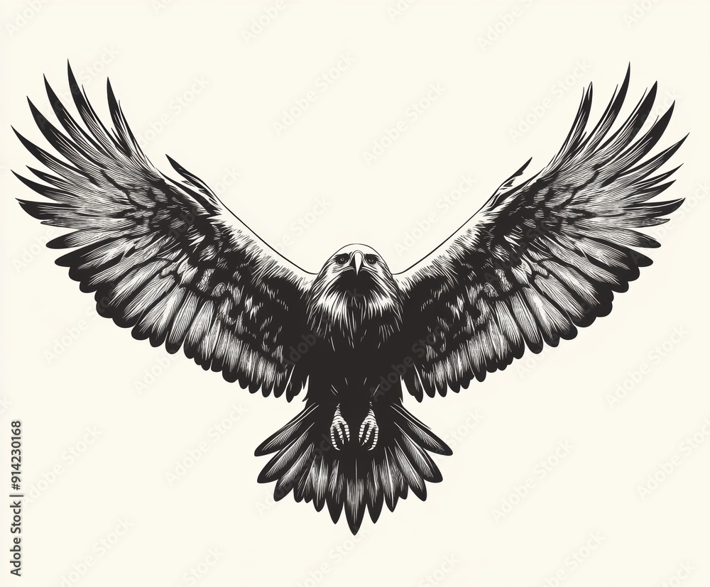 Fototapeta premium Majestic eagle soaring with outspread wings