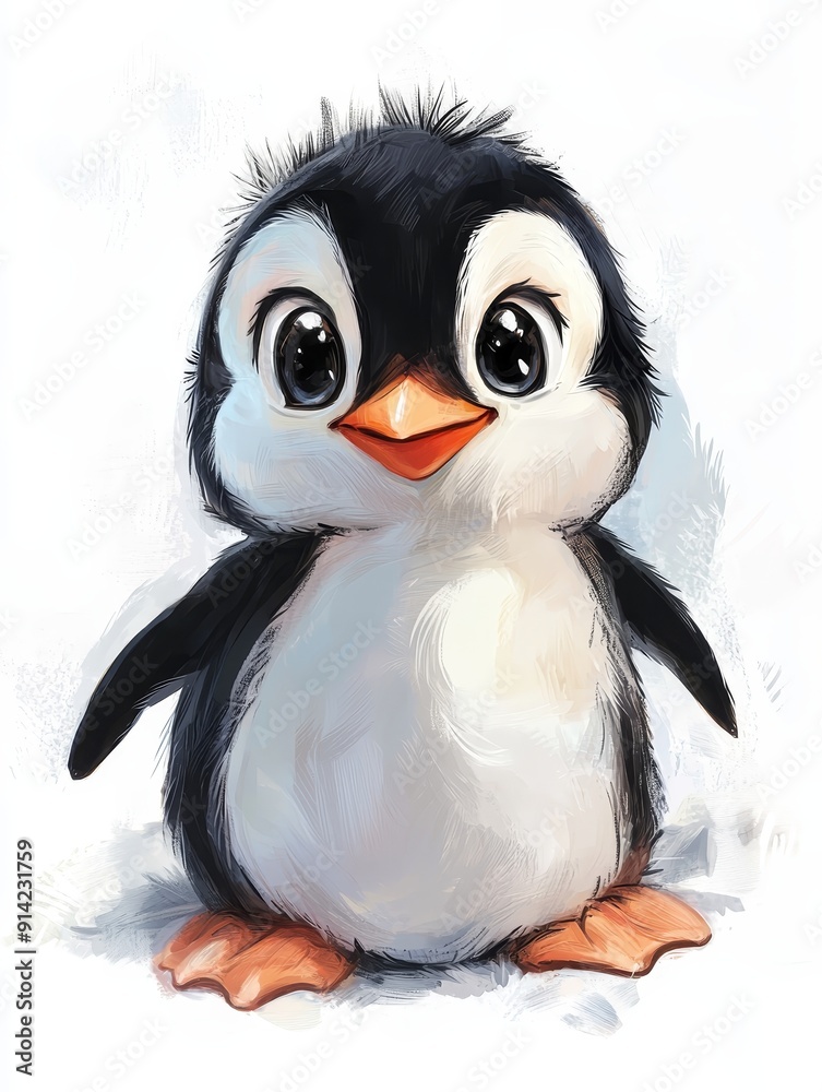 Naklejka premium Cute Cartoon Penguin Illustration
