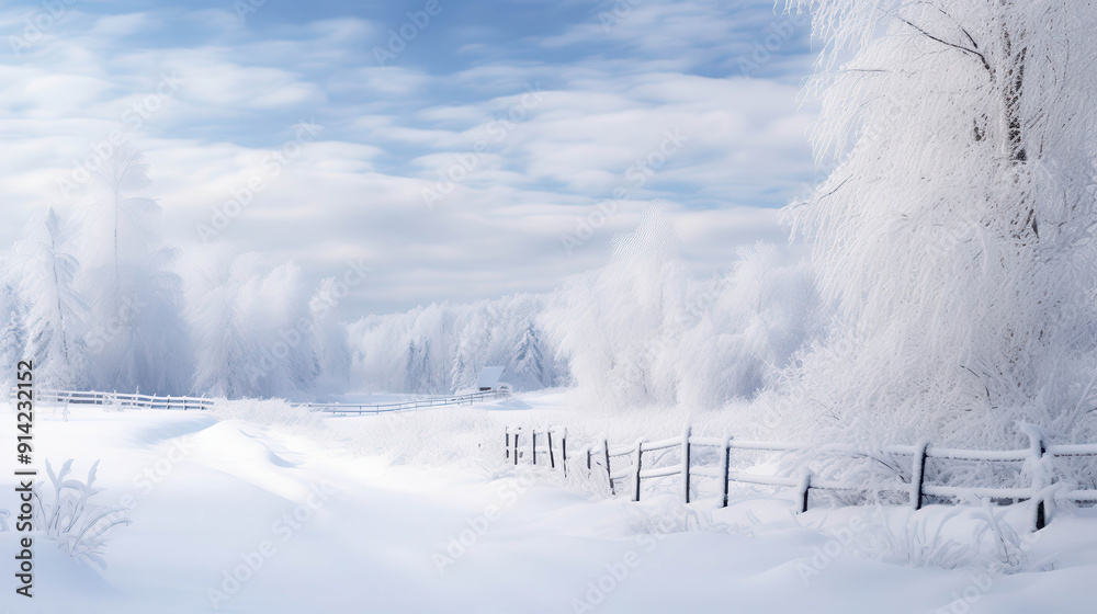 Winter's Embrace: A Serene Snowy Path through a Frosty Wonderland Winter's Embrace: A Serene Snowy Path through a Frosty Wonderland