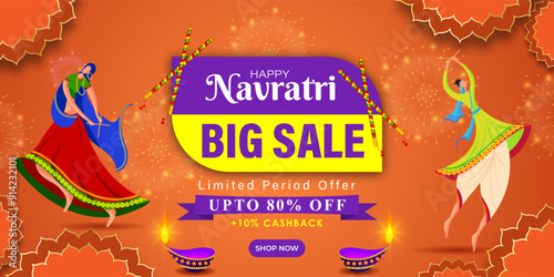 Vector illustration of Happy Navratri Sale social media feed template