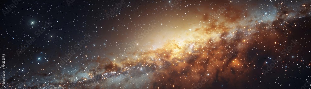 Obraz premium Stunning view of the Milky Way galaxy, showcasing vibrant galaxies, stars, and cosmic dust in an awe-inspiring cosmic landscape.
