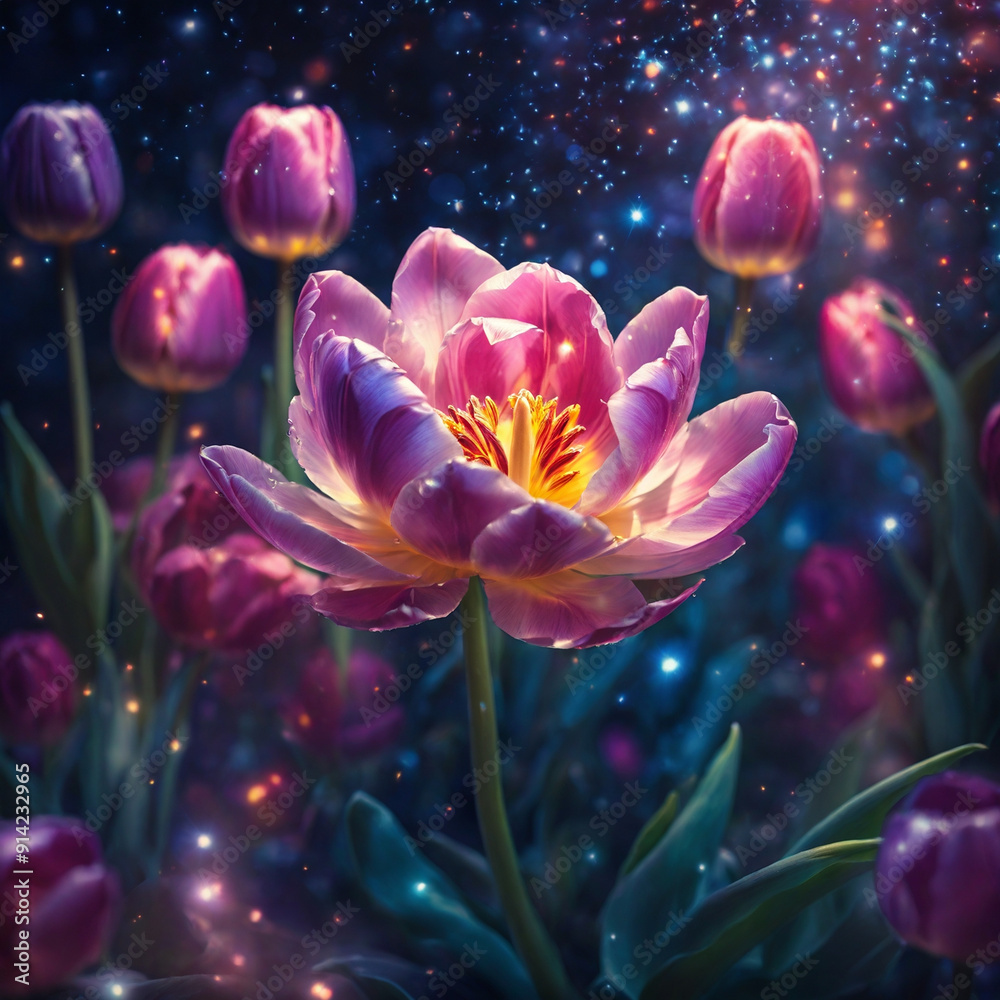 A Stunning blossoming Tulip Flower A Stunning blossoming Tulip Flower