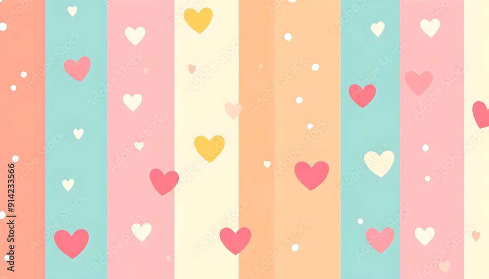 Multicolored Valentine Wallpaper with Pink, Polka Dot, and Striped Hearts Multicolored Valentine Wallpaper with Pink, Polka Dot, and Striped Hearts